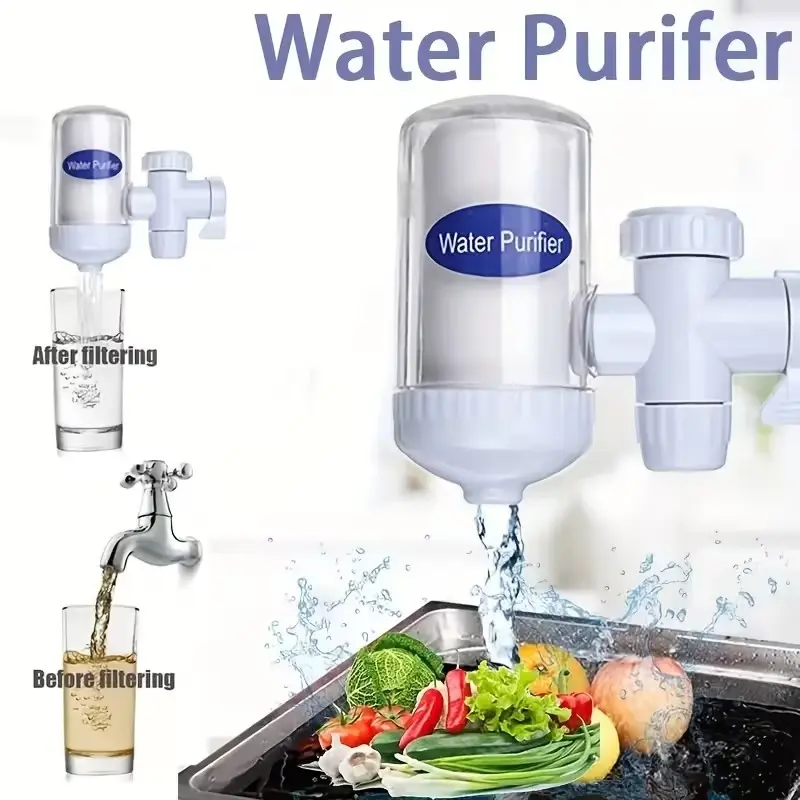 Home Faucet Water Purifier System, Water Filtration System, Tap Mount Filter with Replaceable Cartridge, Filter Replacement, Easy Installation, No Electricity, Kitchen Purification, Water Filter For Sink Faucet
