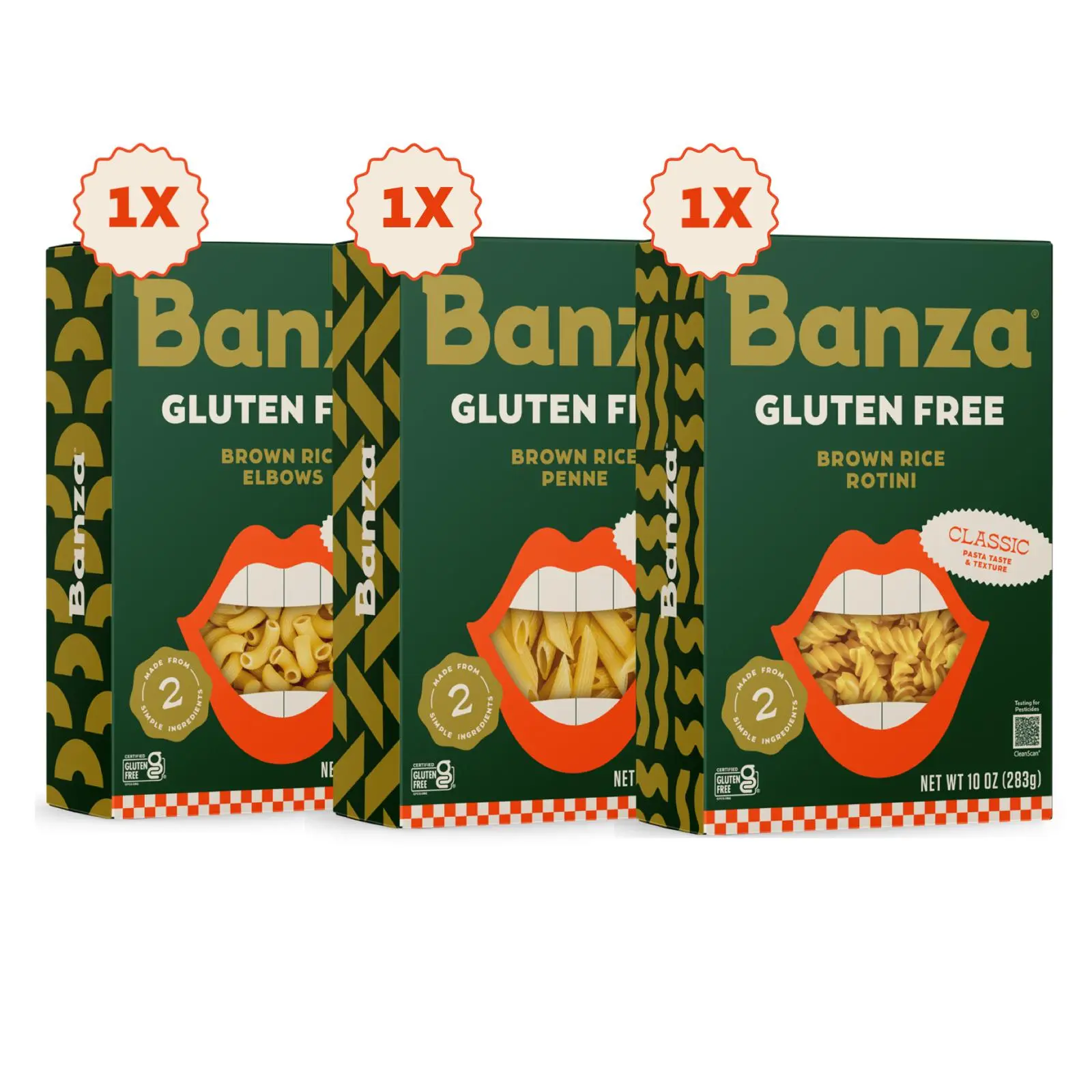 Banza Brown Rice Pasta Variety Pack - Gluten Free High Protein Pasta, Made in Italy, Classic Taste & Texture