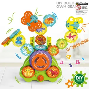 Kids Gear Toy Set, Educational Building Blocks, Dual Mode Electric & Manual Play, Suitable for Boys Girls Ages 3+, Includes Battery & Music