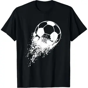 Soccer Player Sports Vintage Men Boys Soccer Ball T-Shirt Pure Cotton Graphic Tees Menswear Top: Gifts for Men & Women