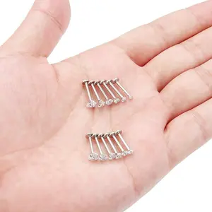 6 Pairs 16g Stainless Steel Prong Setting Clear CZ Internally Threaded Labret Monroe Lip Tragus Cartilage Helix Earring Ring Body Piercing Jewelry 6-10mm