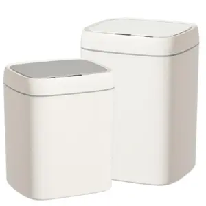 1 pack Fast Response Wave Sensor Trash Can 12L/14L, Auto Open Lid, No Touch, Odor-Sealed, for Bedroom Kitchen Bathroom Living Room, Grey/White (Battery Not Included)