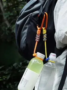 Adjustable Handwoven Water Bottle Holder with Keychain - Durable Outdoor Accessory for Hiking,- Secure Lanyard for Bottles, Hats, and Keys -Camping Gear, Hiking Essentials, Keychain Cord, Carabiner Harness, Keychain Hook, Backpacking Accessorie