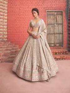 Rouhi Beige georgette 3-piece Lehenga choli
