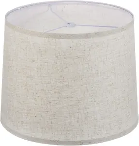 11.4" Top x 12.6" Bottom x 9.8" High Drum Lamp Shades for Table Lamps Floor Lamps, Medium Linen Lampshade Easy Assembly for Lamp Replacement, Beige