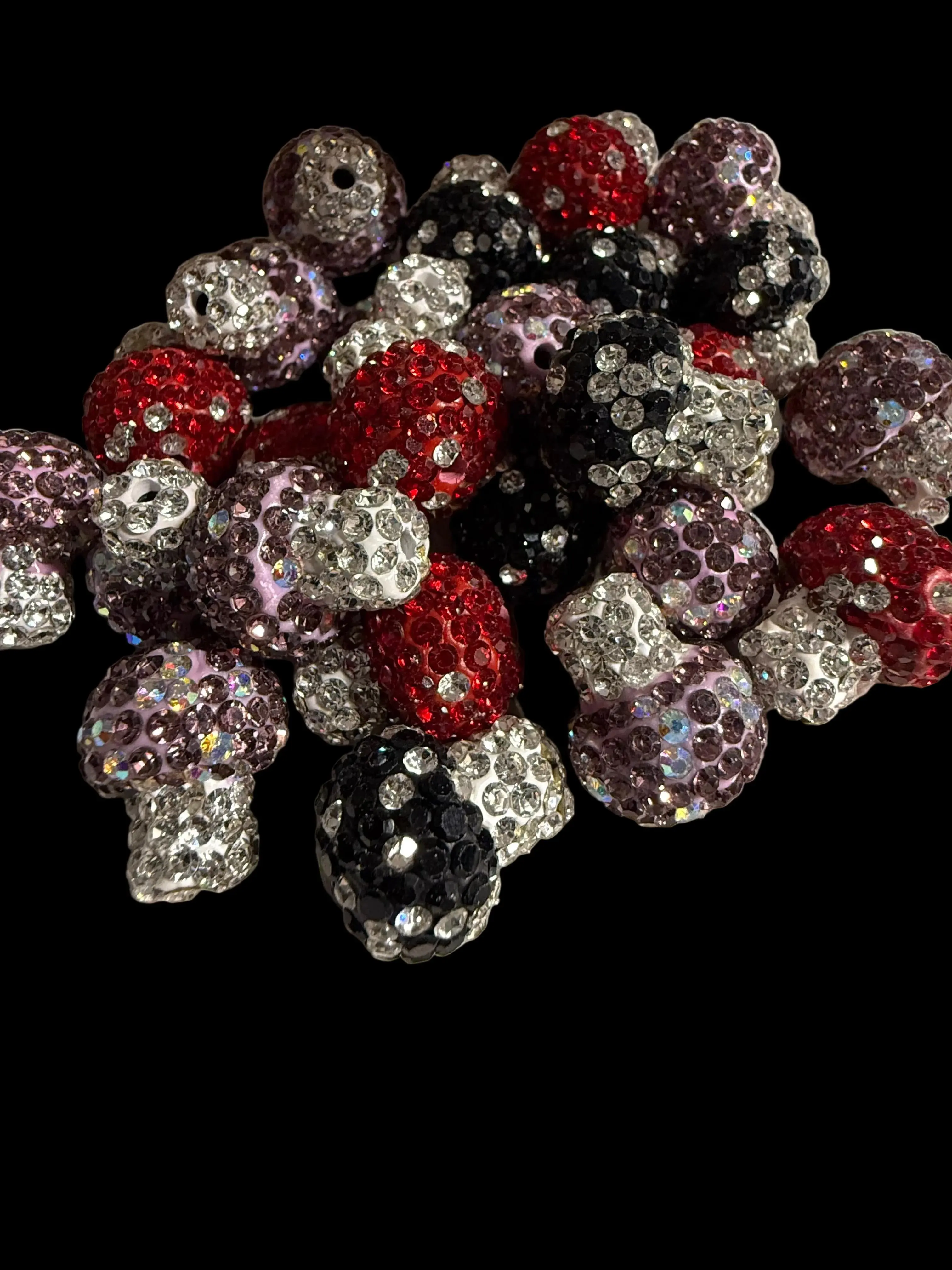 R130- (5PCS) 17mm Fancy Rhinestone Mushroom Multi- Colored Beads For DIY