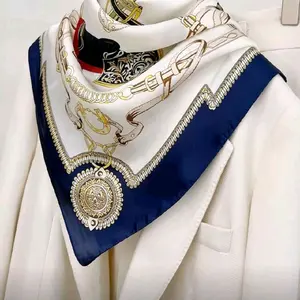 1 pcs printed faux silk square scarf/ dandana