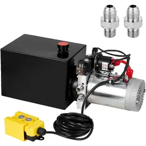 GARVEE 12V 8.5 Quart Double Acting Hydraulic Power Unit with 8L Steel Tank - Electric Hydraulic Pump for Dump Truck Lift and Lifting Equipment