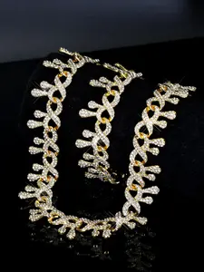 Men's Punk Street Style Iced Out Dripping Infinity Cuban Link Chain, Necklace & Bracelet Set, Hip Hop Jewelry for Daily Wear