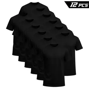 12-Pack $39.99  The more you buy, the lower the price. Stock up! Men's Black Crew Neck T-Shirt, Short Sleeve, Comfort Fit undershirts basic T-shirt Cotton Blend Basic Tee  Easy Care Durable