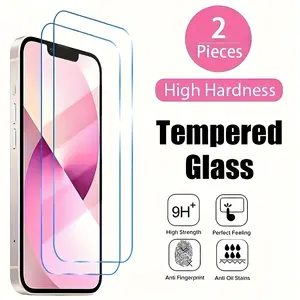 2 Pack High Quality Tempered Glass Cellphone Smartphone Screen Protector for iPhone 17/16/15/14/13/12/11 Pro/XR/X/XS Max/Plus/Mini - Premium Transparent Protective Film with 9H Hardness, Shockproof Shatterproof Technology and Protection Accessories