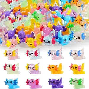 12pcs Mini Resin Axolotl, Tiny Axolotl Miniature Figures, Plastic Animal Figurines for Fairy Garden, Aquarium, Birthday, Christmas Party Decorations, Outdoor Use, Display, Indoor Use