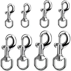 Trigger Clips Clasp 8Pcs 4Size 360° Swivel Snap Hooks Heavy Duty for Pet Buckle Carabiner Keyring Home Outdoor Camping Picnic
