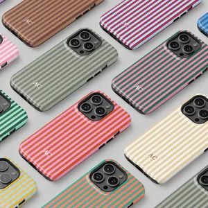 Personalized Monogram Phone Case Initial Phone Case Name Striped Summer Style Phone Case, Retro Christmas Movie Phone Case for iPhone 17 16 15 14 13 12 11 Pro Max X XS