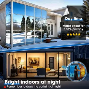 Summer sun protection and heat insulation window film, protects privacy, one-way privacy window film, durable PVC material, suitable for home sun protection and heat insulation, winter use, easy to install.