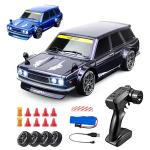 1:24 4WD RC Drift Car - 2.4GHz Remote Control Racing Toy for Kids, with Rechargeable Battery, PVC Body, LED Lights, Drift Tires, Roadblocks Set, High-Speed, Easter Gift