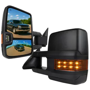 2002-2007 Chevrolet Silverado/Suburban/Tahoe/Avalanche GMC Sierra/Yukon/Yukon XL Power Heated Towing Mirrors w/ Amber Lens LED Turn Signal & Clearance Lights