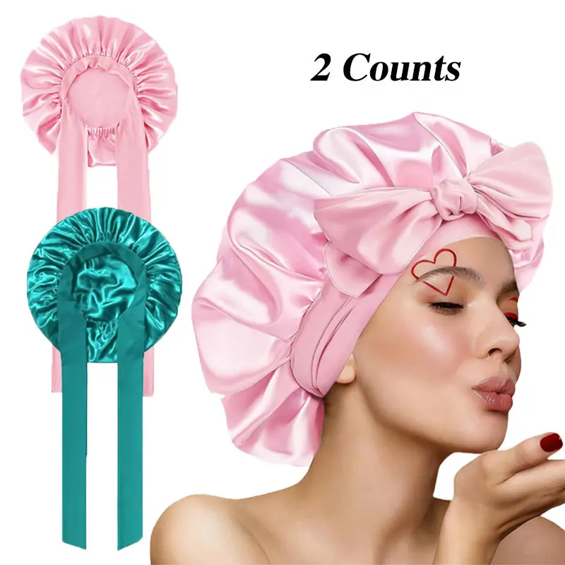 ZIHAN Women's Adjustable Satin Bonnet, Multi-Layered Hair Care Sleeping Cap for Natural Curls, Wavy Hair, and Box Braids, Hair Care Tool, Overnight Curls