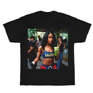 Vintage Aaliyah Graphic Unisex Shirt Bootleg Rap Design Crew Neck T-Shirt