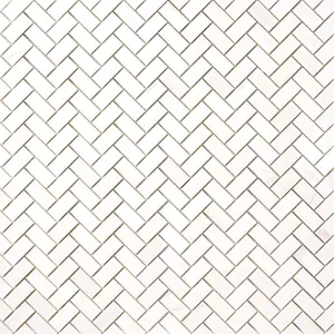 Bianco Dolomite Marble 1x2 Herringbone Mosaic Polished/Honed