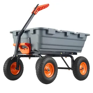 Garden Dump Carts, 900 Lbs Heavy Duty Yard Dump Cart with Quick Release System, 10 Inch Tires, 180° Rotating Handle, Utility Wagon for Transporting Plants, Tools