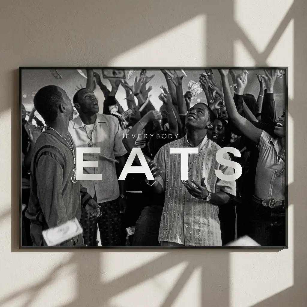 Everybody Eats Poster - Hustle Motivation Wall Art Money Print Hip Hop Aesthetic Man Cave Room Decor Gift for Him