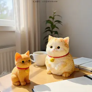 Adorable Fluffy Orange Cat Squishy Toy, Ultra-Soft Plush Textured Stress Relief Squeeze Ball, Hyper-Realistic Chubby Kitten Design with Bell Collar, Cloud-Like Mochi Texture, Satisfying Sensory Fidget Toy for Relaxation, Aesthetic Desk Decor