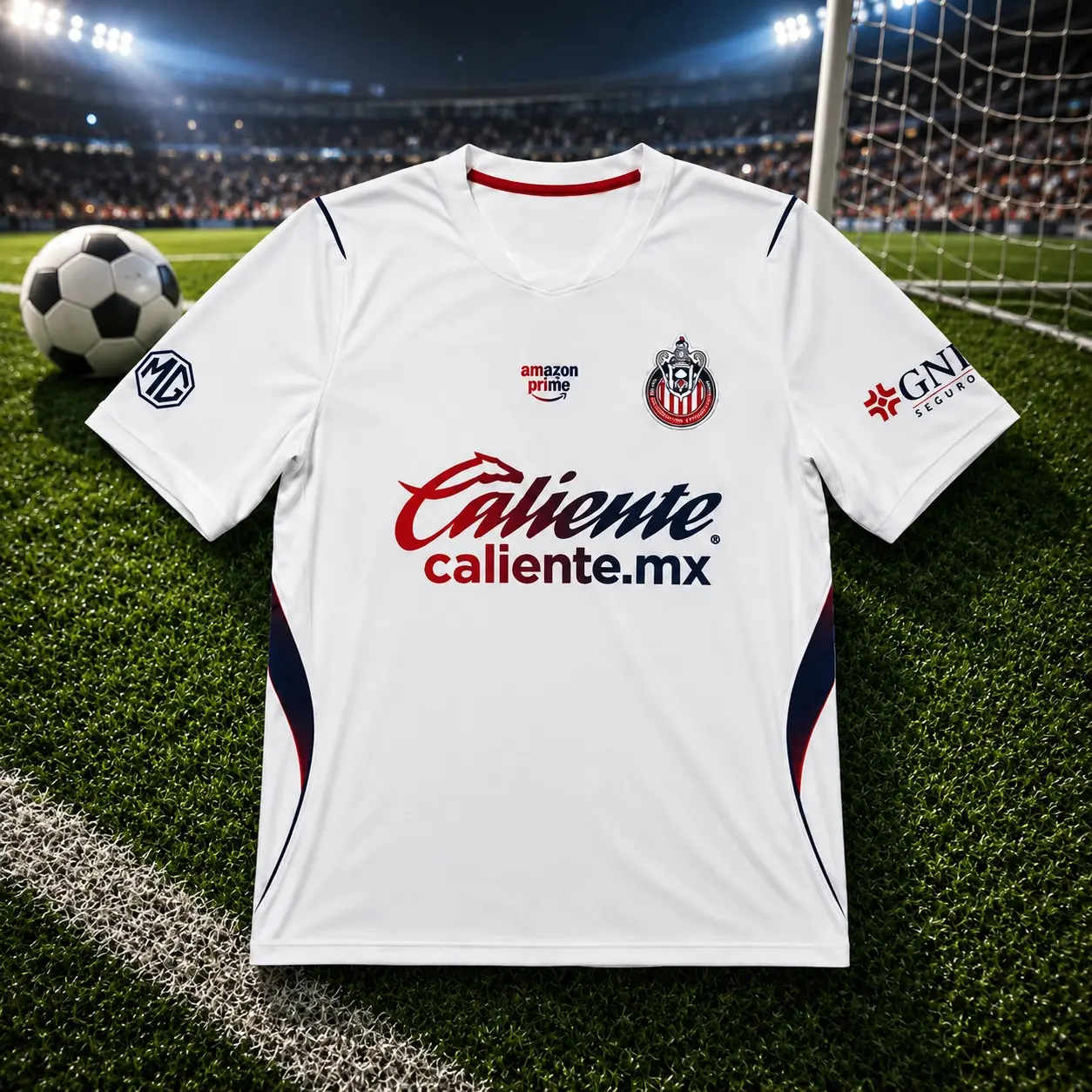 Chivas White Away Soccer Jersey 26-27, Quick-Dry Short Sleeve Football Shirt, Breathable Performance Sports Top, Liga MX Fan Apparel