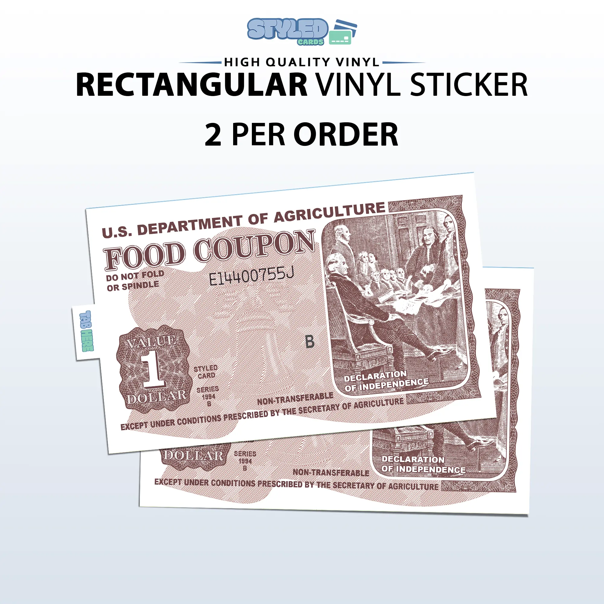 1 food stamp coupon rectangle vinyl sticker