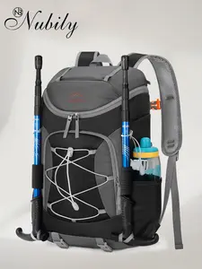 40L Hiking Backpack Water Resistant Lightweight Packable Travel Daypack with Hydration Bladder Compartment & Safety Whistle, Black Grey/Navy Grey Waterproof Hiking Backpack