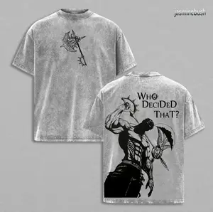 Seven Deadly Sins Escanor Oversized Tee - "Who Decided That" Pride Sin Retro Graphic Heavy Cotton Unisex Anime Streetwear Gift For Fans