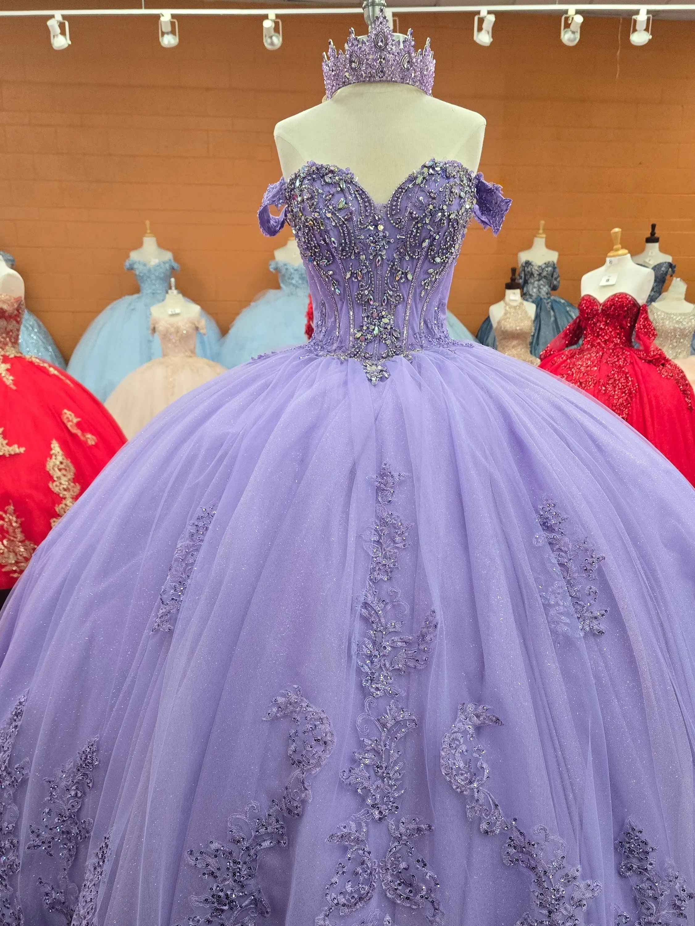 (LIVE 37) Victorian Lilac Quinceanera Ball Gown Dress with Elegant rhinestone details 25502