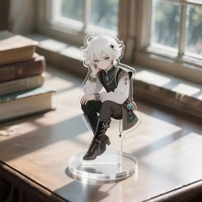 Personalized 2D Acrylic Standing Desk Decor Ornament (1 Pc) - Customizable with Anime, Cartoons, Family Portraits, Pet Memorial Gift for Birthdays; Note: Specify Print Image at Checkout