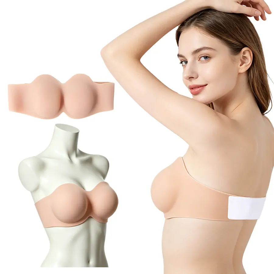 Adjustable Velcro Silicone Push Up Bra, shapes natural full bust. 4 colors, M/L sizes. It lifts breasts, boosts daily confidence. Soft silicone, hand washable & reusable, seamless wireless invisible daily bra