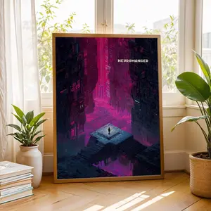 Neuromancer Cyberpunk Poster, William Gibson Book Art Print, Classic Pixel Cyberspace Illustration, Sophisticated Sci-Fi Decor, Unframed Print Only