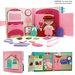 Toddlers Montessori Toys Busy Board Felt Busy Book，Preschool Learning Basic Life Skills Activities  Story Book Activity Educational Sensory Toys, Birthday and Christmas Gifts for Toddlers, Sensory Play Set