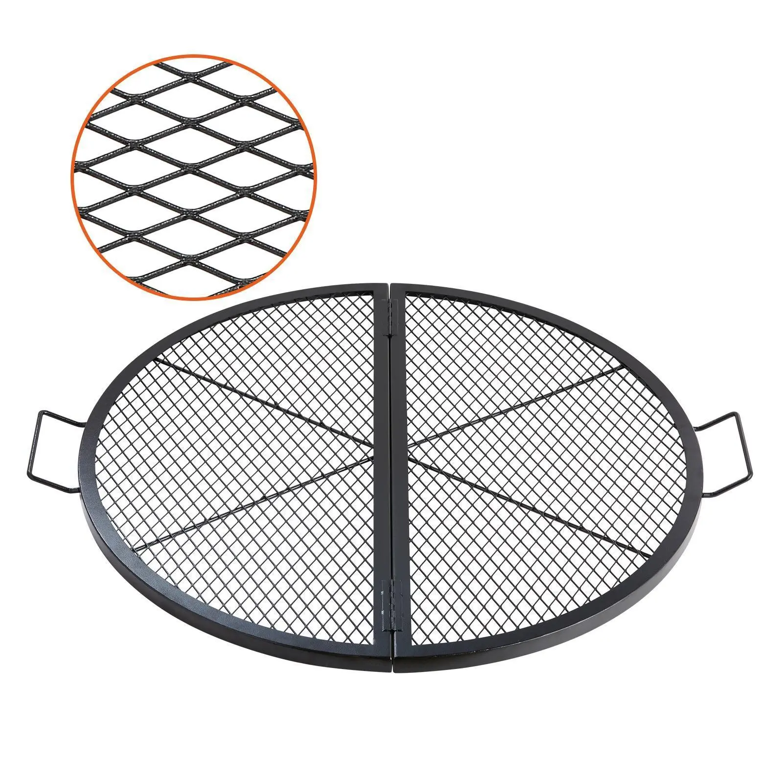 【SummerFinds】VEVOR BBQ Fire Pit Grill Grate, 36-Inch Foldable Heavy-Duty Steel Round Grill with X-Marks Support, Even Heat Distribution, Large Cooking Area for Outdoor Camping, Family Gatherings, Charcoal, Heavy Duty Firepit, Open Flame Grill