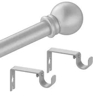 Adjustable 32 to 48 Inches 5/8 Inch Diameter Silver Gray Curtain Rods for Small Windows with Brackets Easy Install Drapery Rods