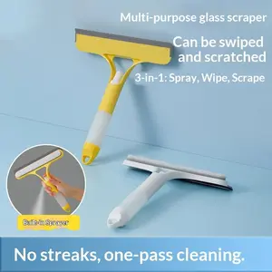 Multi-Functional Glass Cleaner Brush, Dual-Sided Scrubber with Spray Bottle, Three-In-One Mirror Cleaning Tool, Home Use Essential
