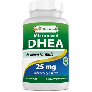 Best Naturals Micronized DHEA 25 mg 180 Capsules Non-GMO Gluten-Free No Fish Soy Free Dietary Supplement