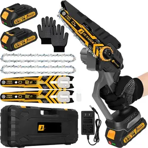 6" Mini  Cordless,2 x 2.0Ah  Brushless Electric Chain  Tool-free Installation with 2 Chains & Guide Plates,Portable Handheld Motosierra for Tree Pruning
