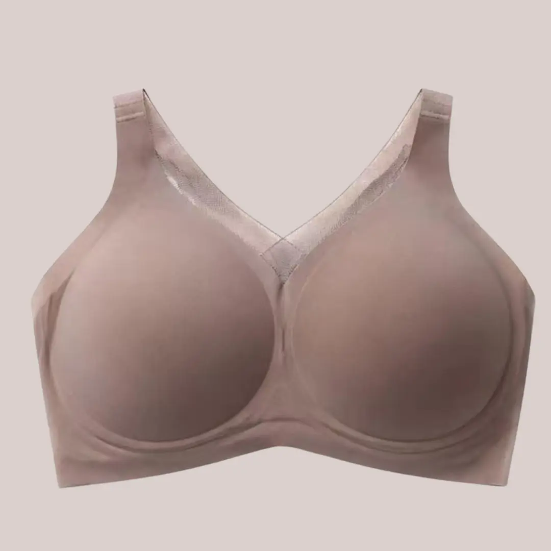 Women's Wireless Minimizer Bra - Elastized, Flexible, Casual, Buttery-Soft, Basic, Seamless, Full Coverage, Nylon-Spandex-Elastane Fabric, V-Neck, 3D Waterdrop Molded Cups, All Seasons Everyday Wear, Minimizer Bra For Women