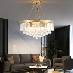 iTni 9-Light Crystal Chandelier for Dining Room & Living Room, Luxury Round Crystal Light, Easy Install, Free US Shipping