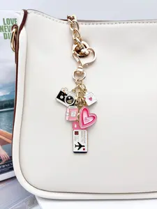 Elegant Heart Camera Envelope Keychain Charm, Travel Luggage Tag Passport Holder DIY Accessory, Women's Bag Pendant Car Decor Y2K Style Gift, Cute Bag Charms, Fashion Bag Charms, Purse Accessories