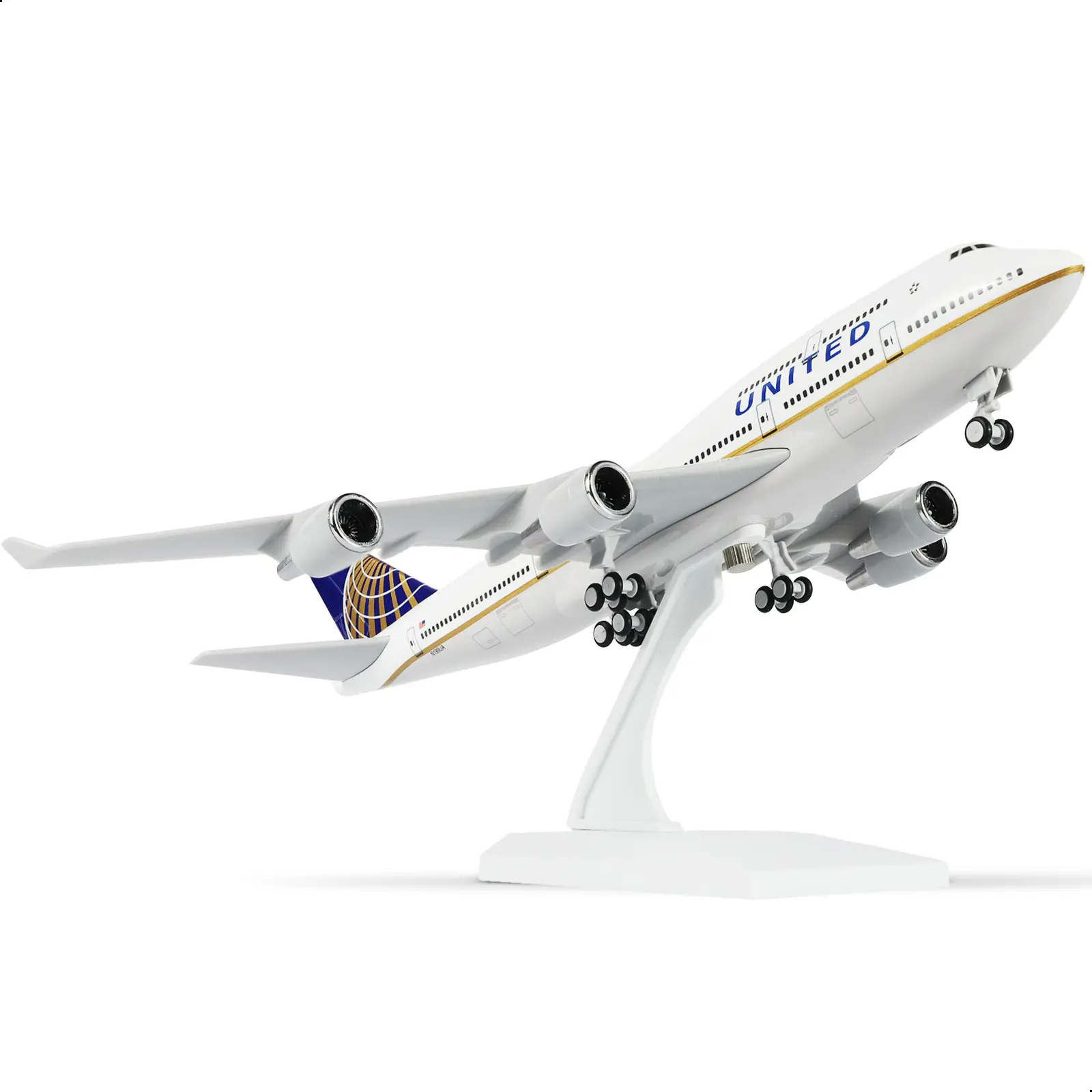 1/240 Scale Boeing 747 United Airlines Livery Paint-Sprayed Finish Resin Alloy Airplane Model, 30cm Diecast Aviation Collectible, Perfect Gift for 747 Enthusiasts & United Loyalists