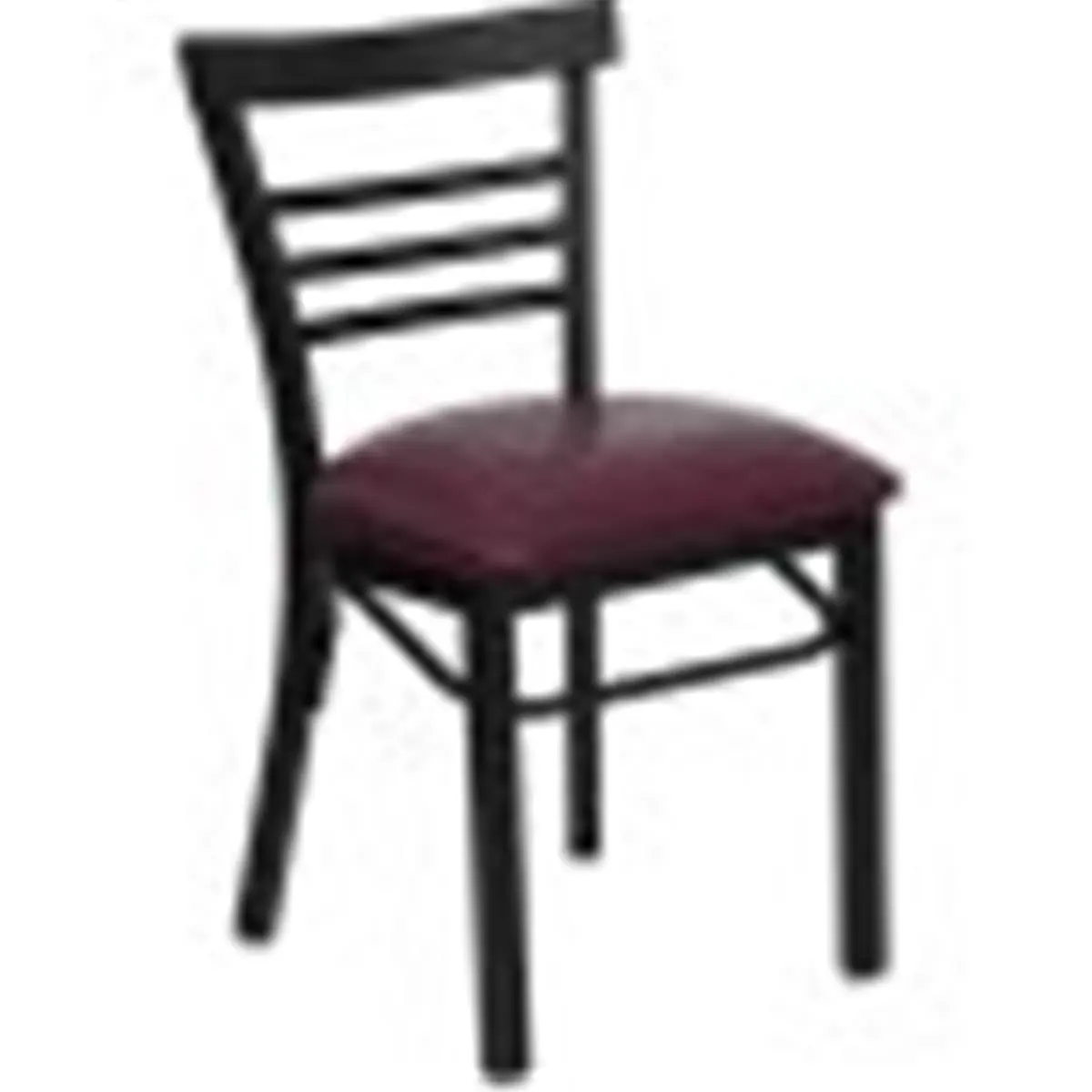 Flash Furniture Black Ladder-Back Steel Frame Dining Chair - 2.5'' Thick Padded Vinyl Seat, Curved Support Bar, Welded Joints, Durable Build, Assembly Required, Outdoor Restaurant Dining Chair