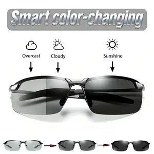 【dealsforyoudays】Paleshy HD Polarized Photochromic Sunglasses UV400 Protection, Unisex 2026 Summer Retro Oversized Simple Square Frame Fashion Accessories, Outdoor Sports Driving, Fishing, Golf, Running, Climbing Day Night Safety Glasses