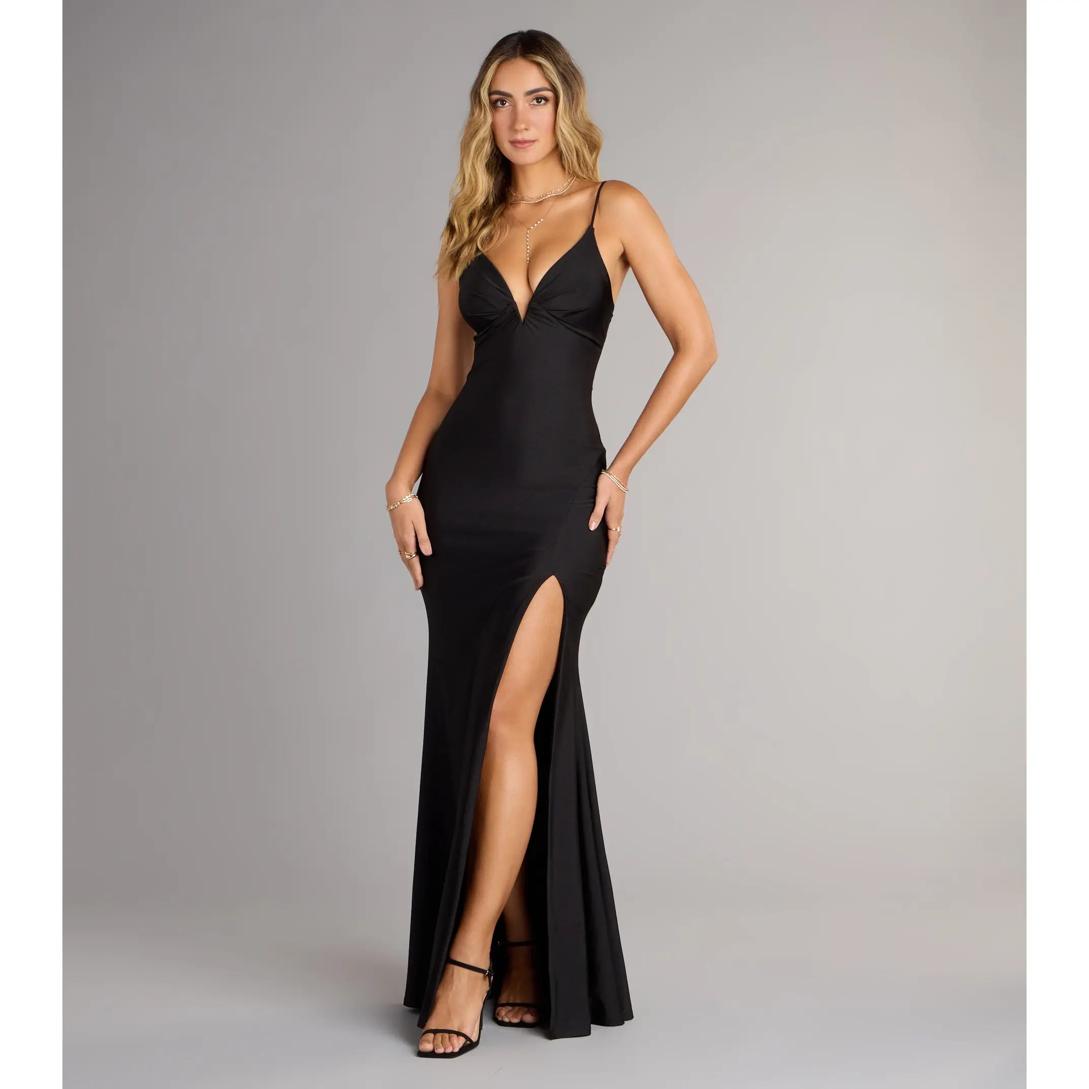 Tricia V-Neck Slit Mermaid Formal Dress