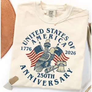 Comfortt Colorss USA 250th Anniversary Shirt 1776–2026, Vintage American Flag Eaglee Tee, Patriotic 4th of Julyy Shirt, America 250 Gifty