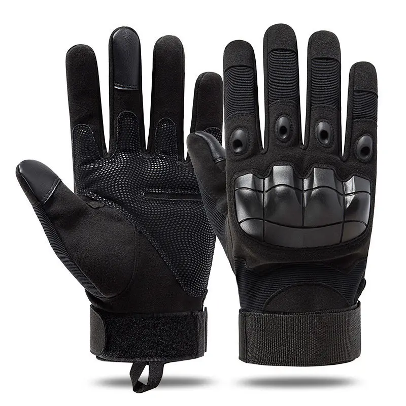 Tactical Motorbike Gloves with Hard Knuckle Protection, Full Finger Microfiber Outdoor Sports Gloves for Men & Women with Touchscreen & Anti-Slip Palm